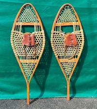 Very Nice SNOWSHOES 42x14 w/Old Style Leather Bindings SNOW SHOES W@W