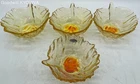 Blenko #838s Hand Blown Glass Cabbage Leaf Bowls Yellow 4pc