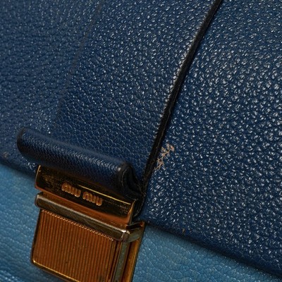 Miu Miu Two Tone Blue Madras Leather Flap Crossbody Bag | eBay