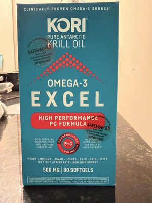 #ad Kori Krill Oil 500mg Omega 3 Excel Supplements 80 softgels $24.95