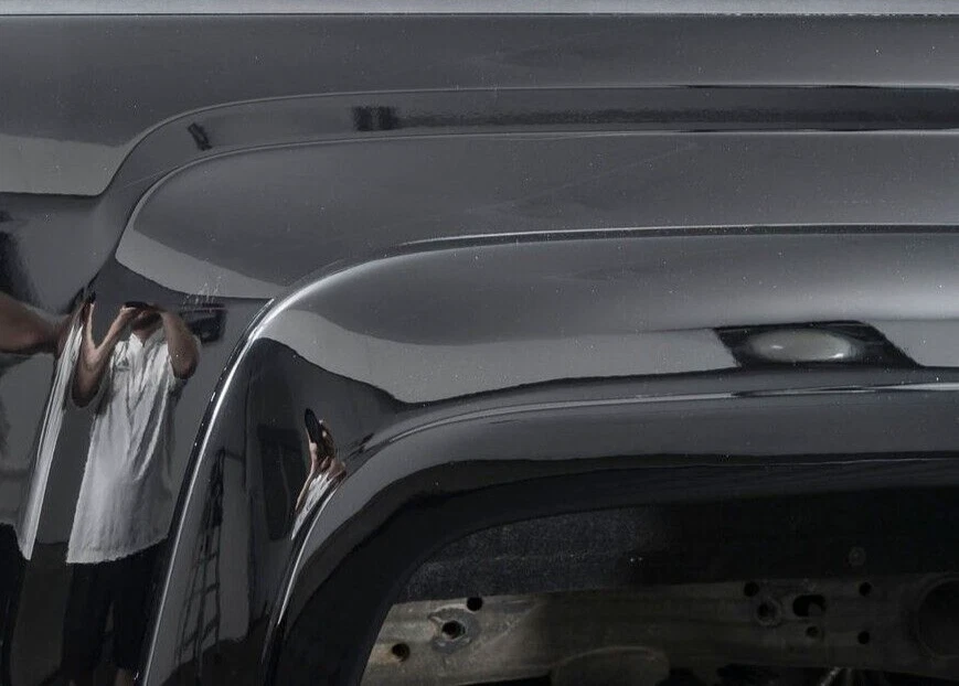 Juego de llamaradas de guardabarros extendidas negras lisas para GMC SIERRA 2500 3500 HD 2015-2019 Foto 3 de 4