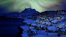 Landscape nature far view snow stars house lights water Custom Gaming Mat Desk