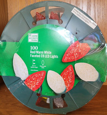 Home Accents 100 Red Warm White Faceted C9 LED Lights on Reel New