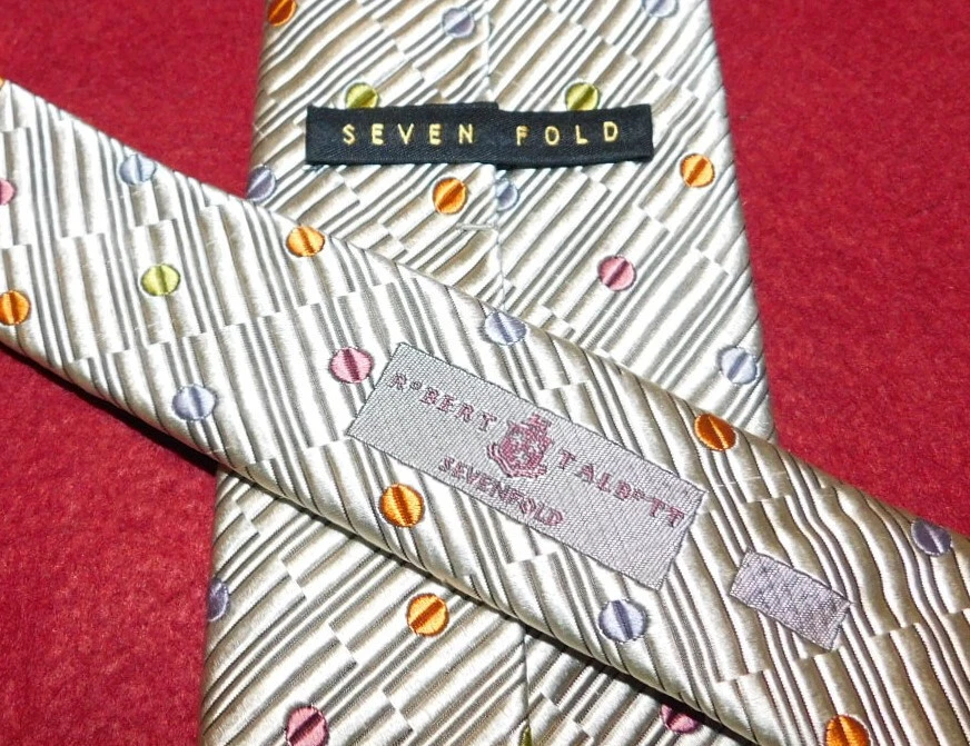 ROBERT TALBOTT OFF WHITE/VERDE/NARANJA MOTIVO DE PUNTOS CORBATA DE SIETE PLIEGUES - CORBATAS DE DISEÑO. Foto 3 de 4