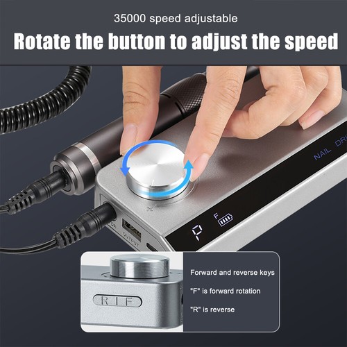 Professional 35000RPM Rechargeable Electric Nail Drill File Manicure Machine NEW - Picture 6 of 47