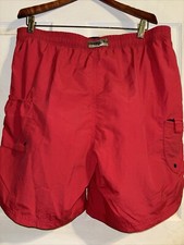 Hook  Tackle Men's Red Swim Trunks L Mesh Lining Drawstring