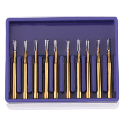 10 Pcs Dental Tungsten Carbide Burs Crown Cutter Cutting Transmetal High Speed