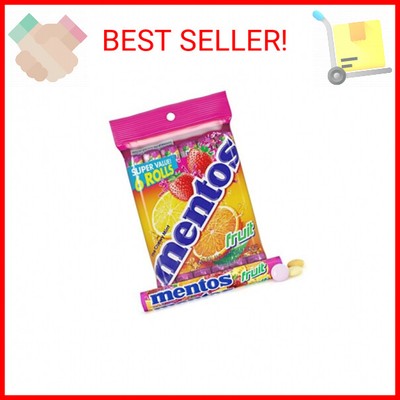 Mentos Candy, Mint Chewy Candy Roll, Fruit, Non Melting, 1.32 Oz , 6 count(Pack 