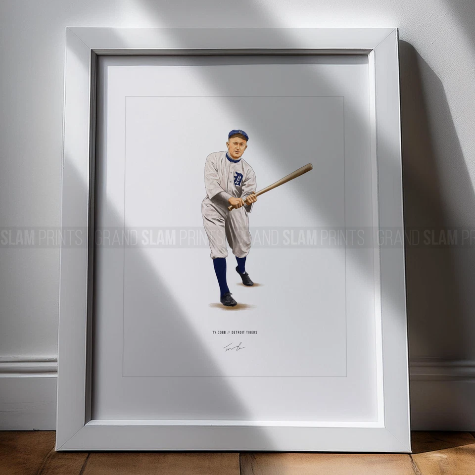Póster de béisbol Ty Cobb Detroit Tigers V1 impresión 8x10 arte ilustrado Foto 2 de 4