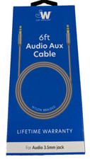 JW Just Wireless 6 Ft Audio Aux Cable For Audio 3.5mm Jack  Nylon Braided Sealed