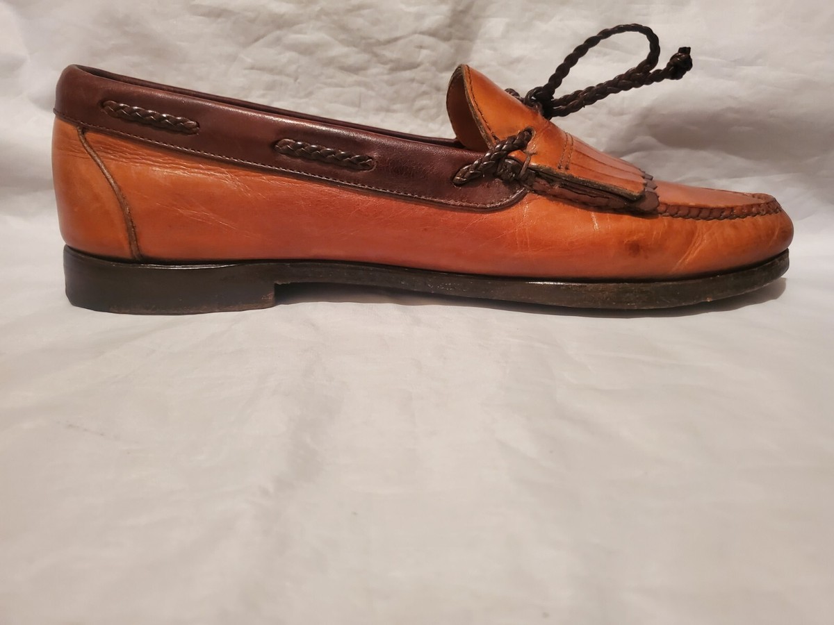 Allen Edmonds WOODSTOCK Leather Kiltie Loafers MEN 12 A MADE USA 47216‎ CHESTNUT Allen Edmonds kiltie tassel loafer in tan leather.... | Depop main image 4