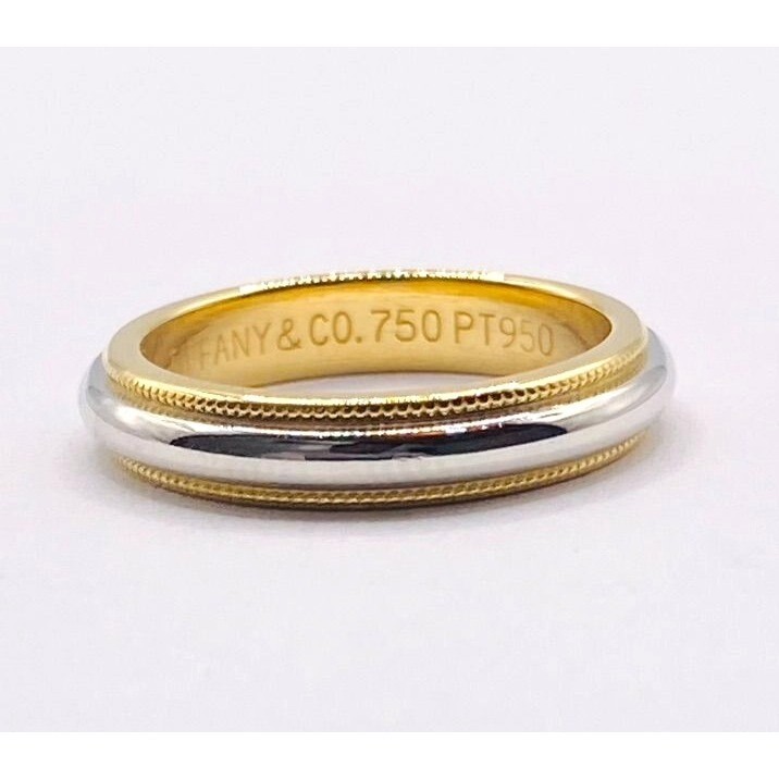 Tiffany Co Double Milgrain Band Ring In Platinum 18k Yellow