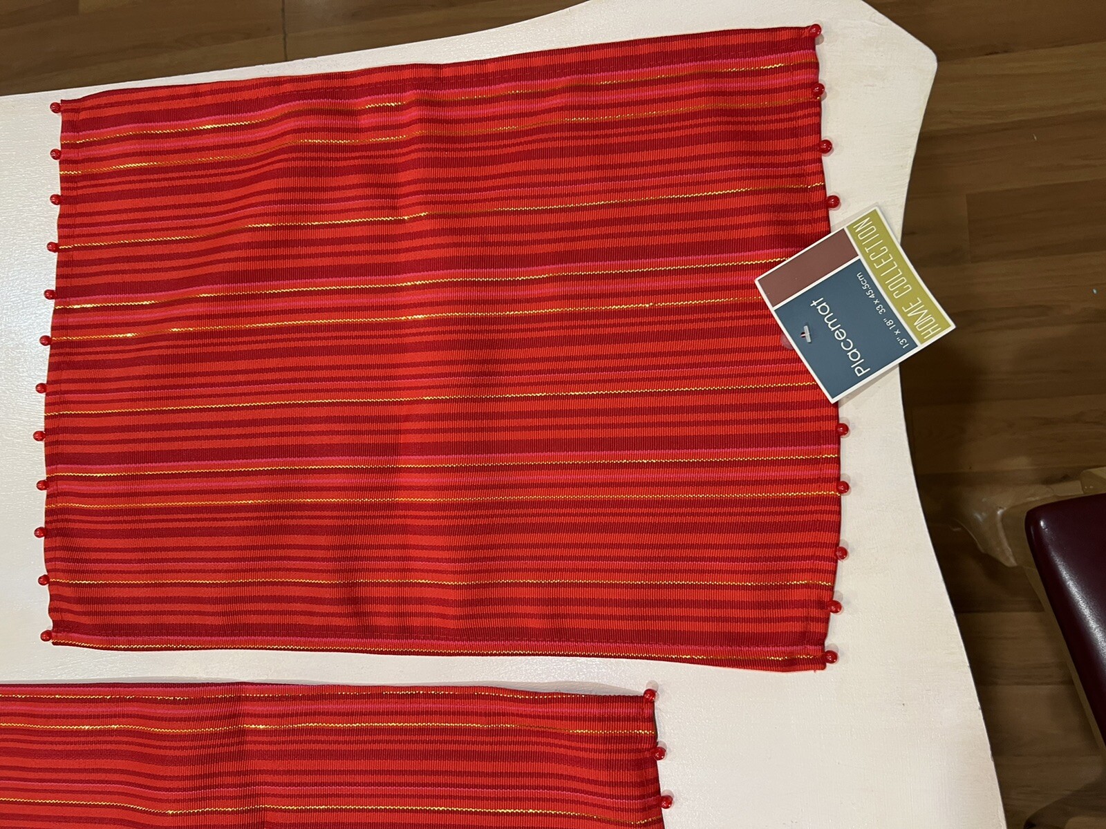 Set of 5 Red/gold Green/gold Placemats 13x18 Beaded Trim Christmas