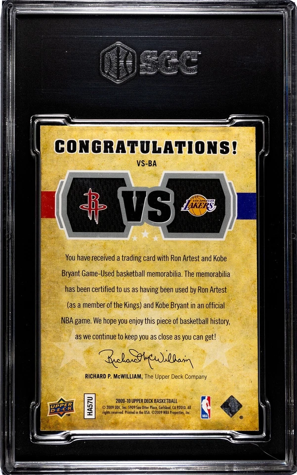 SGC 8 /600 Kobe Bryant Artest GAME USED PATCH 2009-10 UD VS DUAL Materials LAL - Image 2 of 2