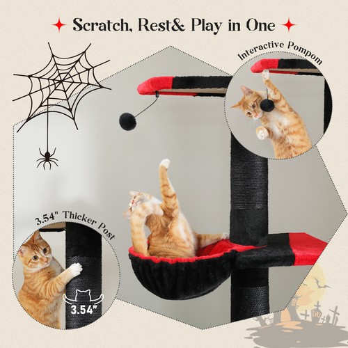 PAWZ Road Gothic Cat Tree Tower Floor to Ceiling Cat Scratching Post Scratcher - Picture 8 of 28