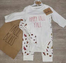 Rae Dunn Baby Happy Fall Y'all 4-Piece Set Bodysuit Pants  Headband NWT 3-6M