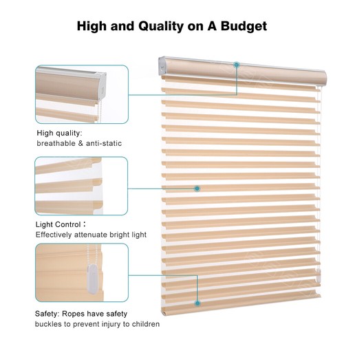 Shangri-La Roller Shades Zebra Sheer Blinds Corded Light Filtering Shades - Photo 17/25
