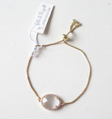 Cote d’Argent Topaz Pave Crystal Gold/Sterling Silver Adjustable Bracelet  NEW