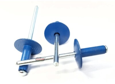 Chevron Blue 3/16'' Rivet Large Flange Aluminum Head Steel Mandrel Blind Pop R...