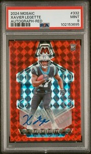 2024 Panini Mosaic #332 Xavier Legette Red Mosaic Prizm Rookie Auto #/199 PSA 9