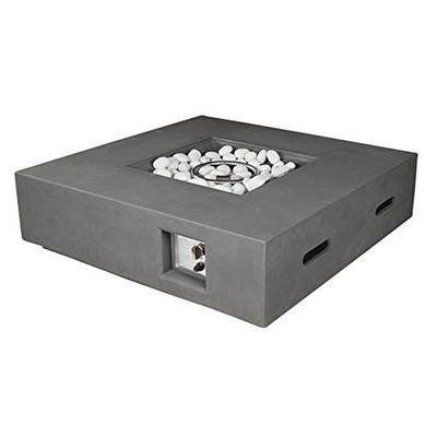 Brenta Outdoor Square Light Grey Gas Fire Pit Table w ...
