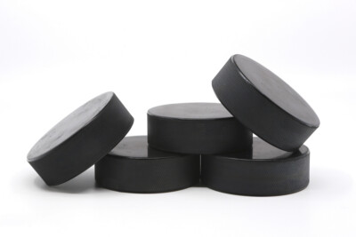5er Set Sportspaul Eishockey Puck Senior - Official - Wagenheber Gummiauflage 