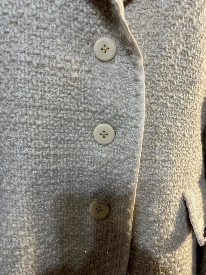 Abrigo Y2K Vintage COACH Talla 4 S Tweed Piel Real Italia Cuero Brillante Para Mujer Foto 4 de 4