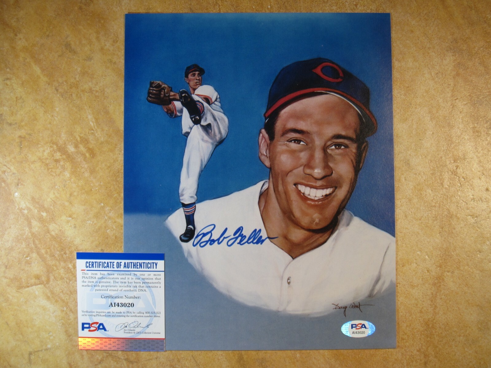 Bob Feller (HOF/1962) Autographed Signed Cleveland Indians BOB FELLER (HOF) 8X10 PHOTO 1936-1956 PSA 