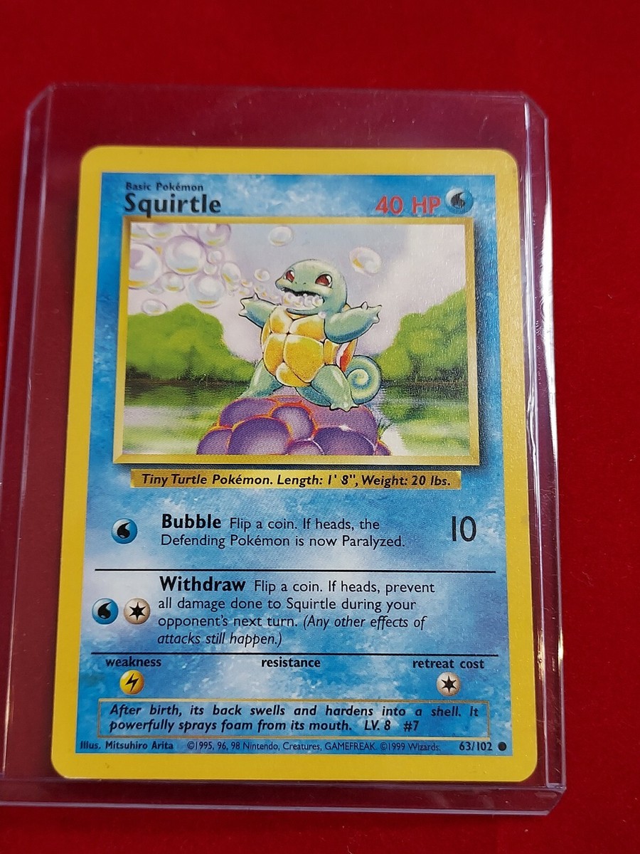 1999 squirtle pokemon card Squirtle Pokemon Base Set 1st Edition #63 SGC 8 main image 0