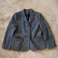 Valerie By Valerie Stevens Wool Tweed Blazer Sz 8 Dark Academia Gray Collegiate