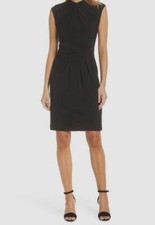 $151 Adrianna Papell Women's Black Mock Neck Matte Jersey Sheath Dress Size 16