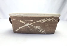 Handmade Stoneware Pottery Loaf Baking Dish With Wheat Design