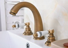 Antique Brass Widespread Bathroom Basin Faucet Sink 3 Holes Mixer Tap san079