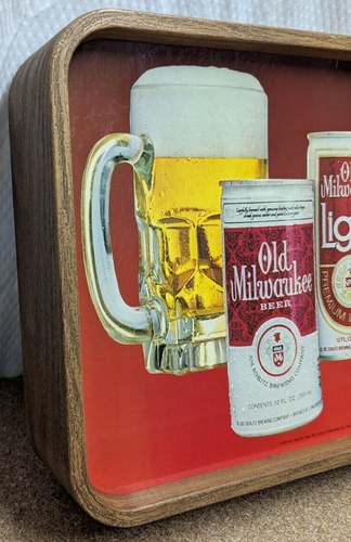 Vecchia insegna birra Milwaukee 1982 latta tazza vetro 11x11x3,5" - Foto 3 di 8