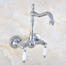 Polished Chrome Brass Wall Mounted Bathroom Sink Faucet Kitchen Mixer Tap 2nf574
