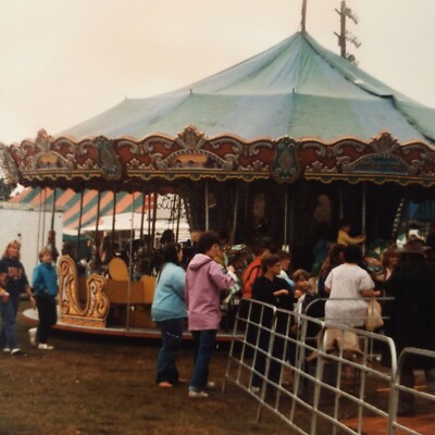 Carousel Ticket Booth Carnival Photo 1980s Ferris Wheel Amusement Park Art B1971
