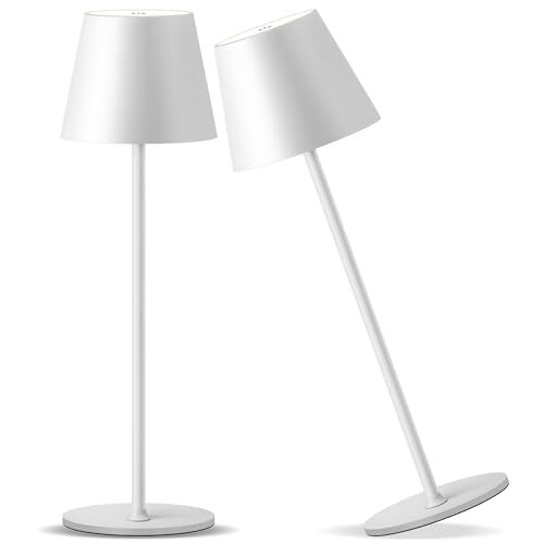 Cordless Rechargeable Table Lamp Set of 2, 5000mAh Battery White (2 Pack)
