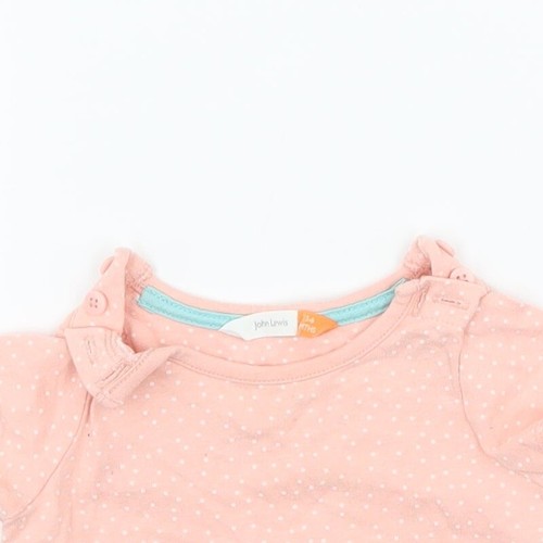 John Lewis Girls Pink Polka Dot Cotton Blend T-Shirt Size 3-6 Months B - Picture 4 of 12