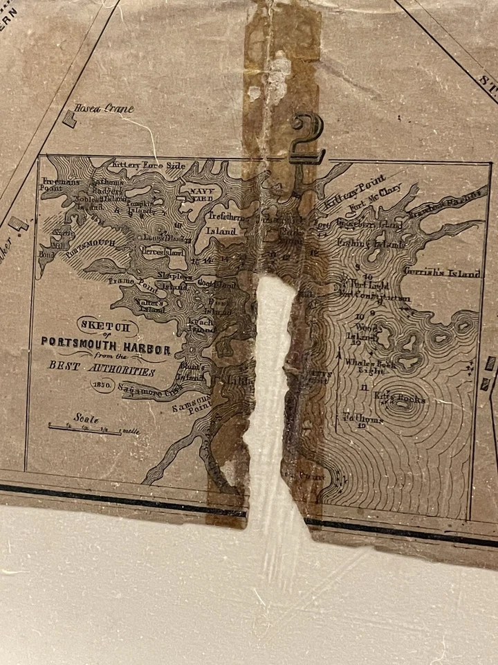 Antique 1850 Portsmouth NH Map HF Walling Brewster Publisher extremely rare - Image 4 of 4