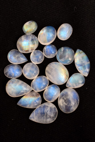 50 Cts. Natural White Rainbow Blue Flashing 14 mm to 6.80 mm Gemstone - Picture 1 of 2