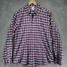 Brooks Brothers Regent Original Polo Shirt Men L Non-Iron Supima Twill Red Plaid