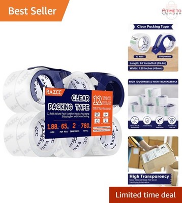Packing Tape Heavy Duty Clear 12 Rolls 1.88 x 65 Yards for Shipping Moving