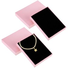 AIKOBAA 2Pcs Pink Jewellery Gift Box with Lid, 9x7x1.6cm 9x7x1.6cm,