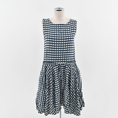 Vineyard Vines Gingham Moonshine Dress Womens Size XS Navy Blue Tie Sleeveless