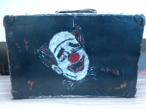 RARE vintage Fairground Carnival Circus CLOWN leather ' make up ' travel case