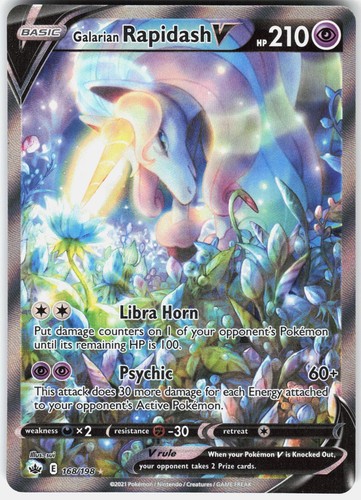 Pokemon Galarian Rapidash V 168/198 Ultra Rare Chilling Reign Pokemon Holo NM