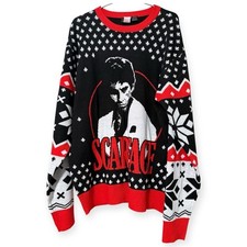Scarface men’s size medium pullover black and red sweater Christmas party movie