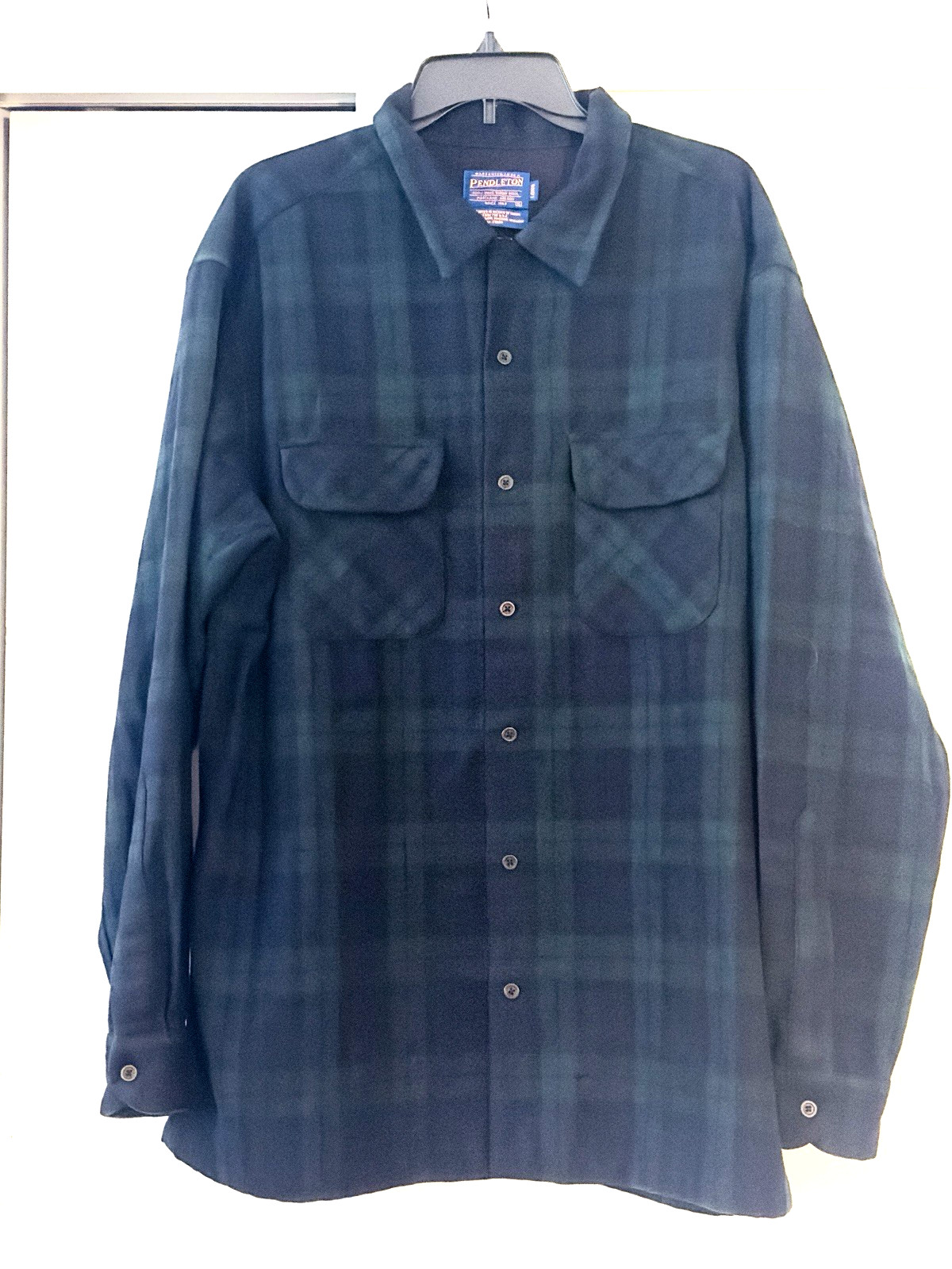Pendleton Virgin Wool Plaid Shirt Loop Collar Siz… - image 1