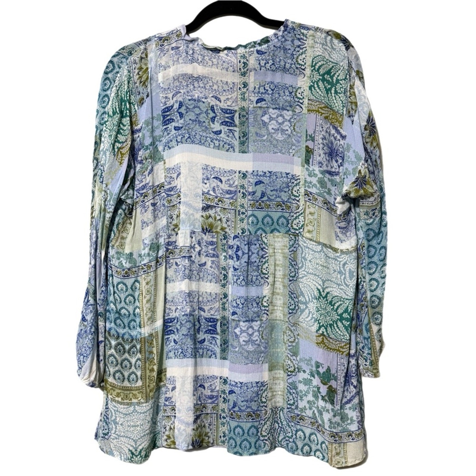 J. Jill women's medium split neck patchwork print… - image 10