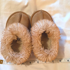 Women s Brown Faux Suede Faux Fur Lined Bootie Slippers Slip-On US 5 Rubber